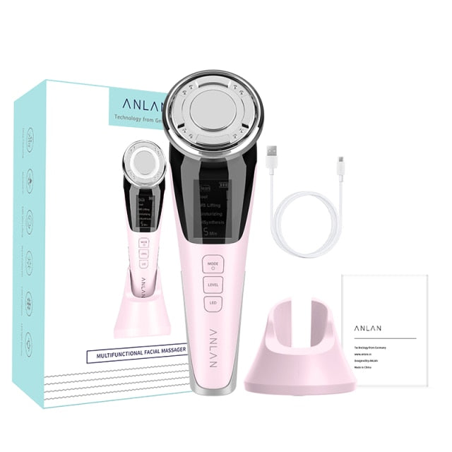 EMS Facial Massager LED light therapy Sonic Vibration Wrinkle Removal Skin Tightening Hot Cool Treatment Skin Care Beauty Device