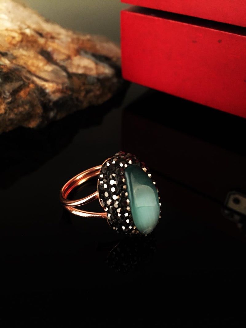 Dr Stone Natural Stone Women 'S Cat 'S Eye Stone rose gold plated Ring KRB208