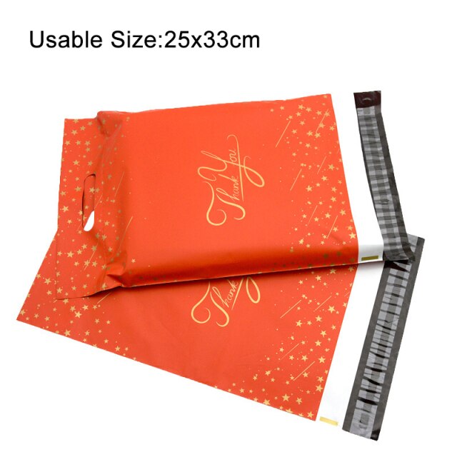 10pcs Printed Tote Bag Express Bag with handle Courier Bag Self-Seal Adhesive Thick Waterproof Plastic Poly Envelope Mailing Bag