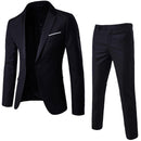 2Pcs/Set Men Blazer Plus Size Solid Color Long Sleeve Lapel Slim Button Casual Commuter office Business Suit мужские пиджаки