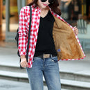 Camisa a cuadros gruesa y cálida de terciopelo para mujer, Tops de manga larga para mujer, blusa informal a cuadros de lana para invierno, ropa de otoño T77710A