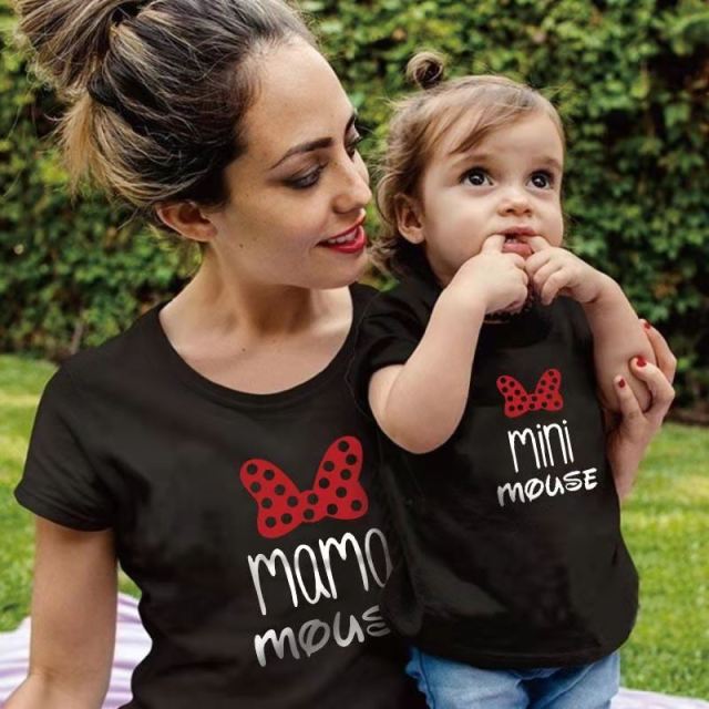 Rainbow Mother Daughter T-shirts Summer Family Matching Outfits Mom Baby Mommy and Me Tee-shirt Clothes Woman Girls Cotton Tops