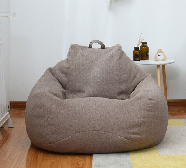 S/M/L Lazy Sofa Cover Chairs without Filler Linen Cloth Lounger Seat Pouf Puff Couch Tatami Living Room Furniture Cover