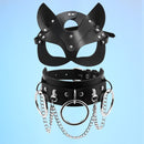 Erotic Sexy Leather women Mask Cosplay Bdsm Fetish female Halloween Masquerade Ball Fancy Cat Ears Masks Sex Toys Accessories
