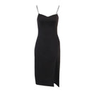 Beyouare Elegante Damenkleider Kette Trägerlos Ärmellos Solide Basic Split Knielang Bodycon 2021 Sommer Sexy Young Style
