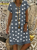 plus size 5xl DOT cotton linen women dresses casual loose lady linen dress summer women linen clothes original brand hot design