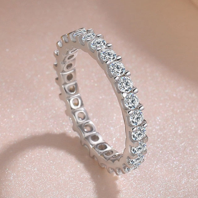Anillos de plata CC sólida 925 para mujer, anillo de Zirconia cúbica, oro blanco, boda, compromiso, joyería de moda, bisutería para mujer CC1565