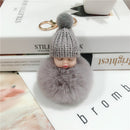 New Pompom sleeping baby keychain cute fluffy Plush doll Keychains Women Girl Bag keyrings Cars Key ring Jewelry Gift porte cl