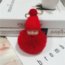 New Pompom sleeping baby keychain cute fluffy Plush doll Keychains Women Girl Bag keyrings Cars Key ring Jewelry Gift porte cl