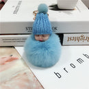 New Pompom sleeping baby keychain cute fluffy Plush doll Keychains Women Girl Bag keyrings Cars Key ring Jewelry Gift porte cl