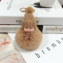 New Pompom sleeping baby keychain cute fluffy Plush doll Keychains Women Girl Bag keyrings Cars Key ring Jewelry Gift porte cl