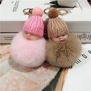 New Pompom sleeping baby keychain cute fluffy Plush doll Keychains Women Girl Bag keyrings Cars Key ring Jewelry Gift porte cl