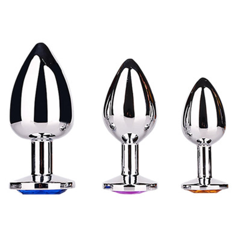3 Size Anal Plug Heart Stainless Steel Crystal Anal Plug Removable Butt Plug Stimulator Anal Sex Toys Prostate Massager Dildo