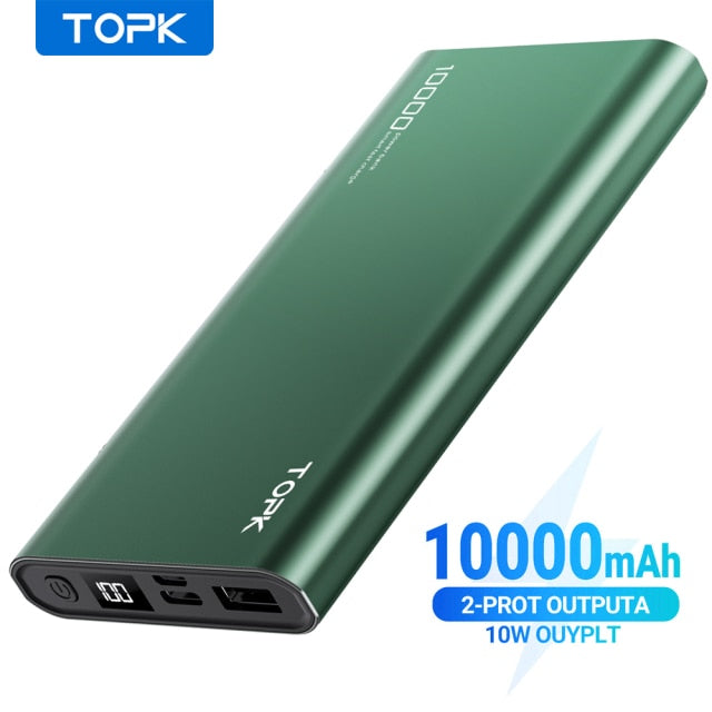 TOPK I1006P Power Bank 10000mAh Portable Charger LED External Battery PowerBank PD Two-way Fast Charging PoverBank for Xiaomi mi