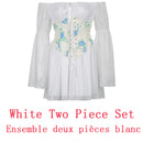 IAMHOTTY gasa Slash Neck Mini vestido mujer verano playa vacaciones manga larga corsé vendaje vestido de fiesta Casual vestidos rosa