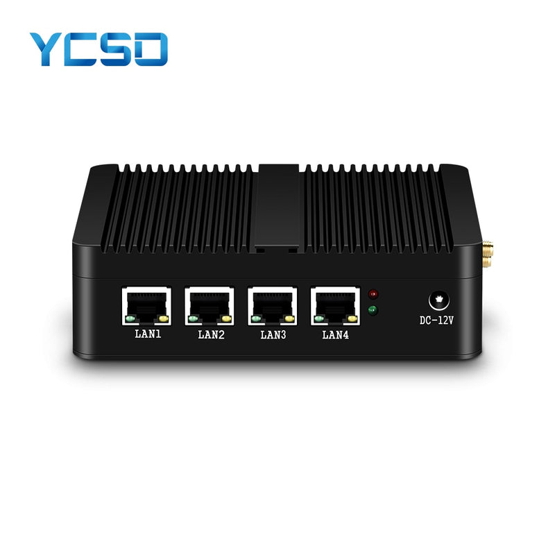 YCSD Clearance Mini PC Celeron J1900 4*Gigabit Ethernet LAN Pfsense Ubuntu Firewall Router Fanless Micro PC Industrial Computer
