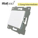 Combinación sin llave de cristal y función de la UE, cortina de reinicio de botón blanco DIY, enchufe de interruptor francés de la UE, Wallpad trasero redondo L6