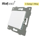 Combinación sin llave de cristal y función de la UE, cortina de reinicio de botón blanco DIY, enchufe de interruptor francés de la UE, Wallpad trasero redondo L6