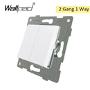 Combinación sin llave de cristal y función de la UE, cortina de reinicio de botón blanco DIY, enchufe de interruptor francés de la UE, Wallpad trasero redondo L6