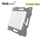 Combinación sin llave de cristal y función de la UE, cortina de reinicio de botón blanco DIY, enchufe de interruptor francés de la UE, Wallpad trasero redondo L6