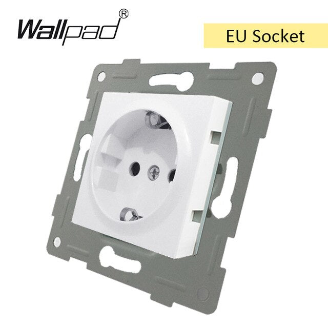 EU-Glas- und Funktionsschlüssel-freie Kombination DIY Weißer Knopf-Reset-Vorhang USB-EU-Französisch-Schaltsteckdose Runde Rückseite Wallpad L6