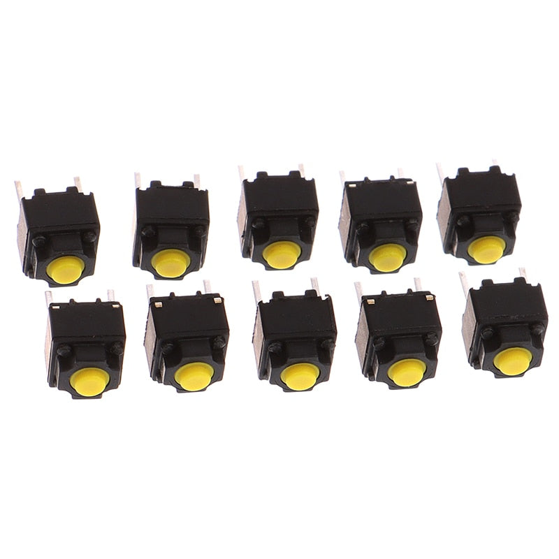10 Uds. Botón de silencio 6*6*7,3mm interruptor silencioso ratón inalámbrico botón de ratón con cable Micro interruptor interruptor de botón amarillo