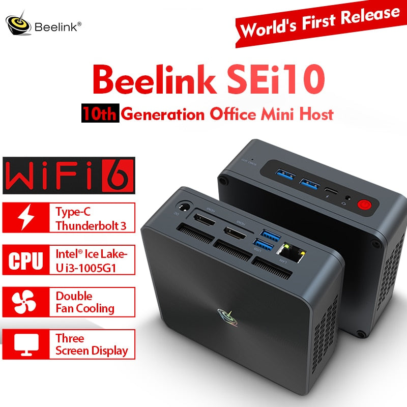 BEELINK SEi10 Office Mini-PC 3,4 GHz Intel Ice Lake-U i3-1005G1 WIFI 6 4K Drei-Bildschirm-Display MINI-PC Windows 10 Computer-TV-BOX
