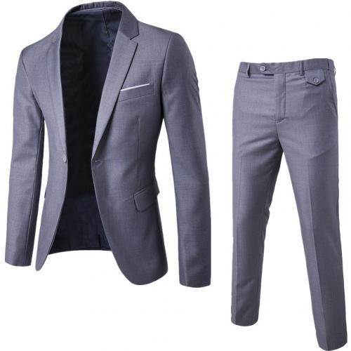 2Pcs Set Men Suit Plus Size Men Solid Color Long Sleeve Lapel Slim Button Business Suit Work clothes Business suits