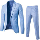 2Pcs Set Men Suit Plus Size Men Solid Color Long Sleeve Lapel Slim Button Business Suit Work clothes Business suits