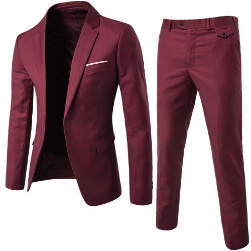 2er Set Herren Anzug Plus Size Herren Einfarbig Langarm Revers Slim Button Business Anzug Arbeitskleidung Business Anzüge