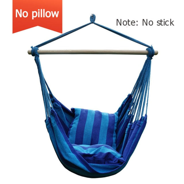 Portable Canvas Hammock Chair Swing Indoor Garden Sports Home Travel Leisure Hiking Camping Stripe Hammock Hanging Bed