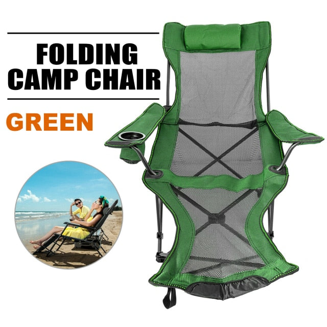 VEVOR Klappbarer Campingstuhl mit Fußstütze, tragbarer Nickerchenstuhl für Outdoor-Camping, Angeln, faltbarer Strandliegestuhl