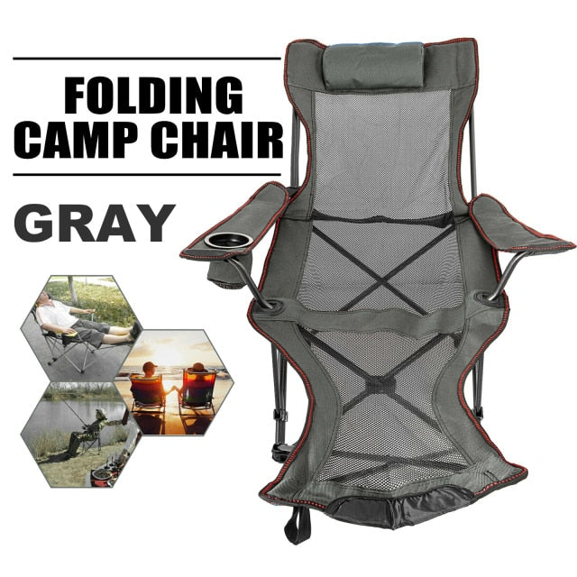 Silla plegable reclinable VEVOR para acampar con reposapiés, silla portátil para siesta para acampar al aire libre, pescar, silla plegable para salón de playa