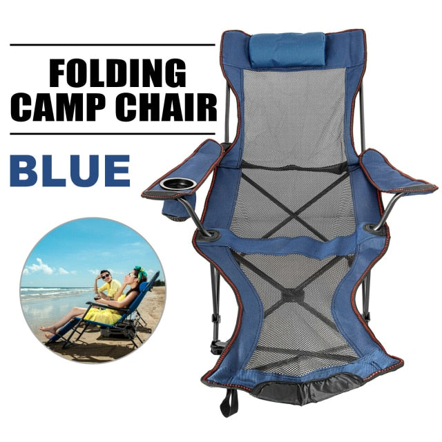 VEVOR Klappbarer Campingstuhl mit Fußstütze, tragbarer Nickerchenstuhl für Outdoor-Camping, Angeln, faltbarer Strandliegestuhl