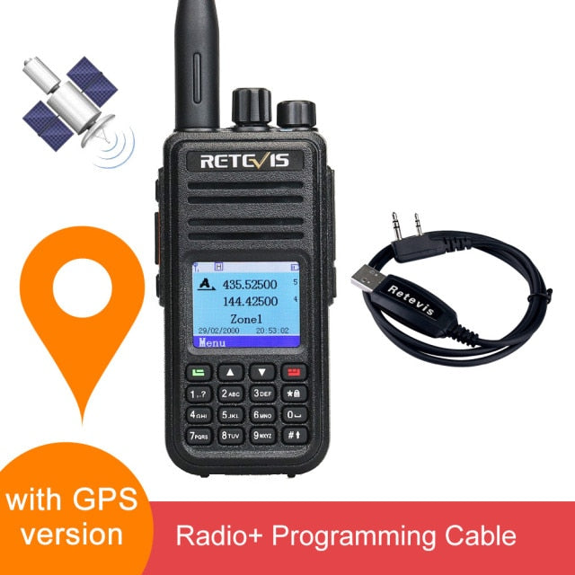 Retevis RT3S DMR Digital Walkie Talkie Ham Radio Stations Amateur VHF UHF Dual Band VFO GPS APRS Dual Time Slot Promiscuous 5W