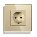 BSEED Mvava EU Standard 16A Wall Socket White Black Single Mirror Crystal Glass Panel Plug Electrical Outlet For Home Improvemet