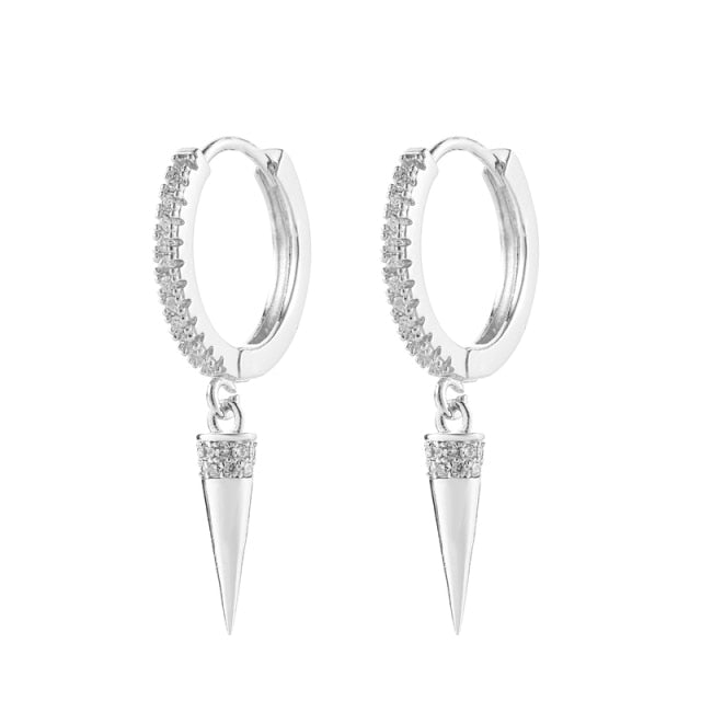SIPENGJEL Fashion Inlaid Zircon Dainty Star And Moon Hoop Earrings Simple Elegant Metal Style Earrings For Women Girls Jewelry