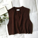 GOPLUS Women V-Neck Knitted Vest 2021 New Spring Autumn Sweater Vests Short Female Casual Sleeveless Twist Knit Pullovers C9510