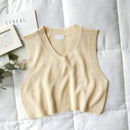 GOPLUS Women V-Neck Knitted Vest 2021 New Spring Autumn Sweater Vests Short Female Casual Sleeveless Twist Knit Pullovers C9510