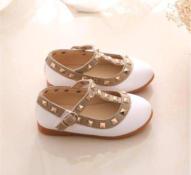 2021 New Girls Sandals Rivets Single Shoes Kids Leather Shoes children nude sandal toddler Girls Princess Flat Dance Shoes