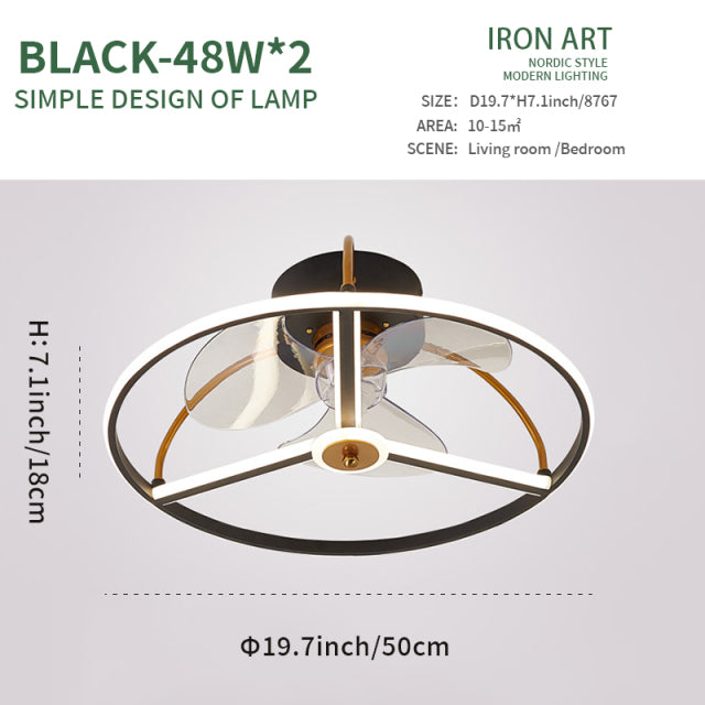 LED Ceiling Fan Lamp Modern Minimalist Ceiling Lamp Dining Room Bedroom Living Room Lamp Round Fan Light