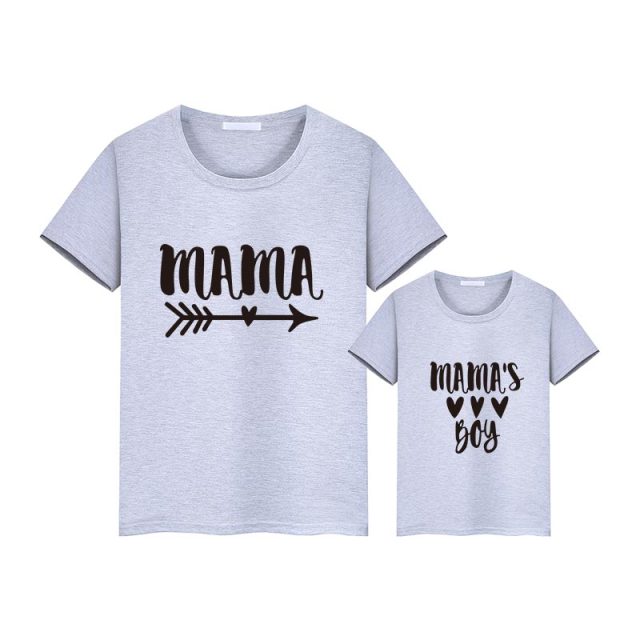 summer family matching short t shirt mommy and girl son print  letters mama boys clothes fashion t shirt litte baby kids outfits