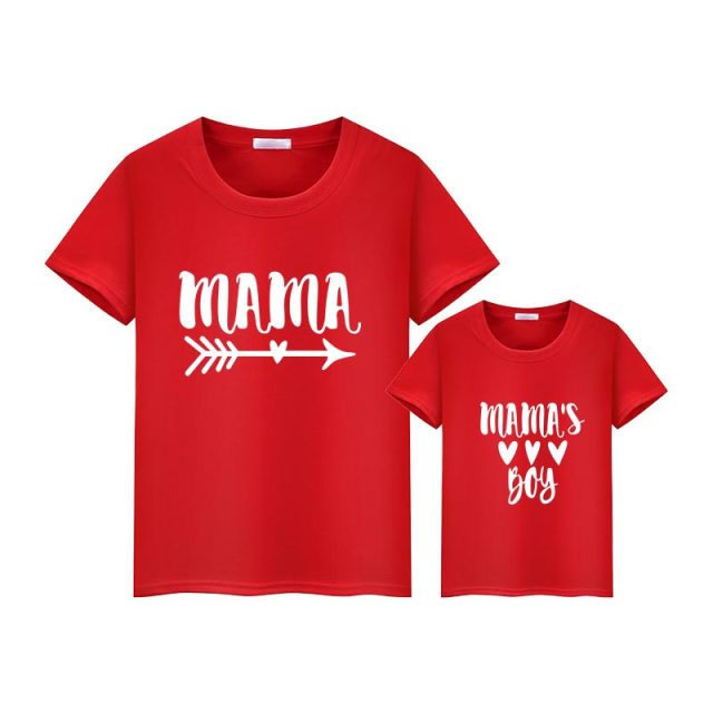 summer family matching short t shirt mommy and girl son print  letters mama boys clothes fashion t shirt litte baby kids outfits