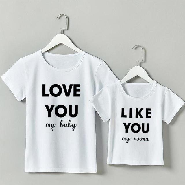 Sommer Familie passendes kurzes T-Shirt Mama und Mädchen Sohn Druckbuchstaben Mama Jungen Kleidung Mode T-Shirt Little Baby Kinder Outfits