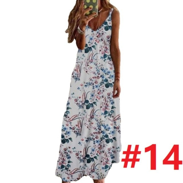 Vestido de mujer verano 2021 Casual sin mangas Halter sólido playa vestido largo cuello redondo Sling moda playa ropa de talla grande 5XL
