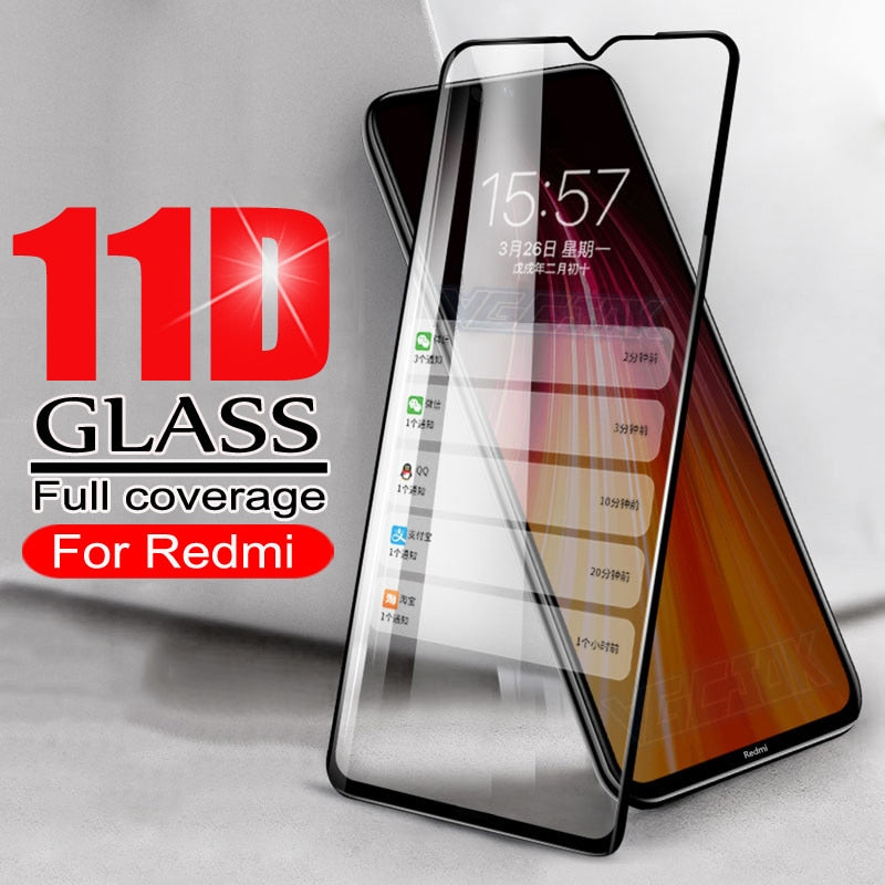 Vidrio Templado 11D para Xiaomi Redmi 8 8A 9 9A 9C 10X K20 K30 Protector de pantalla Redmi Note 9S 8 8T 9 Pro Max película protectora de vidrio