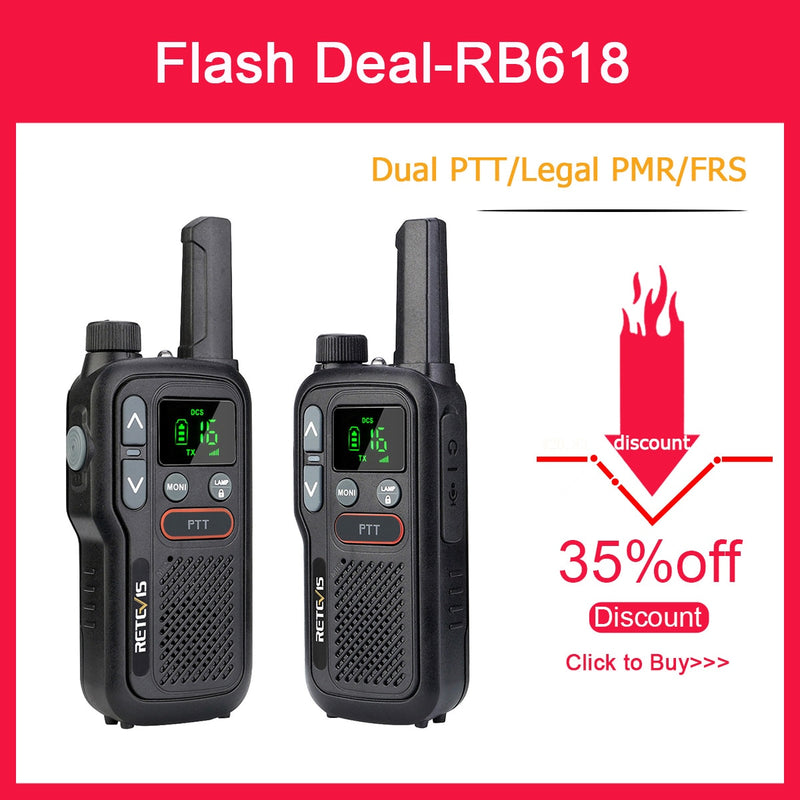 Retevis RB618 Mini Walkie Talkie Rechargeable Walkie-Talkies 1 or 2 pcs PTT PMR446 Long Range Portable Two Way Radio For Hunting