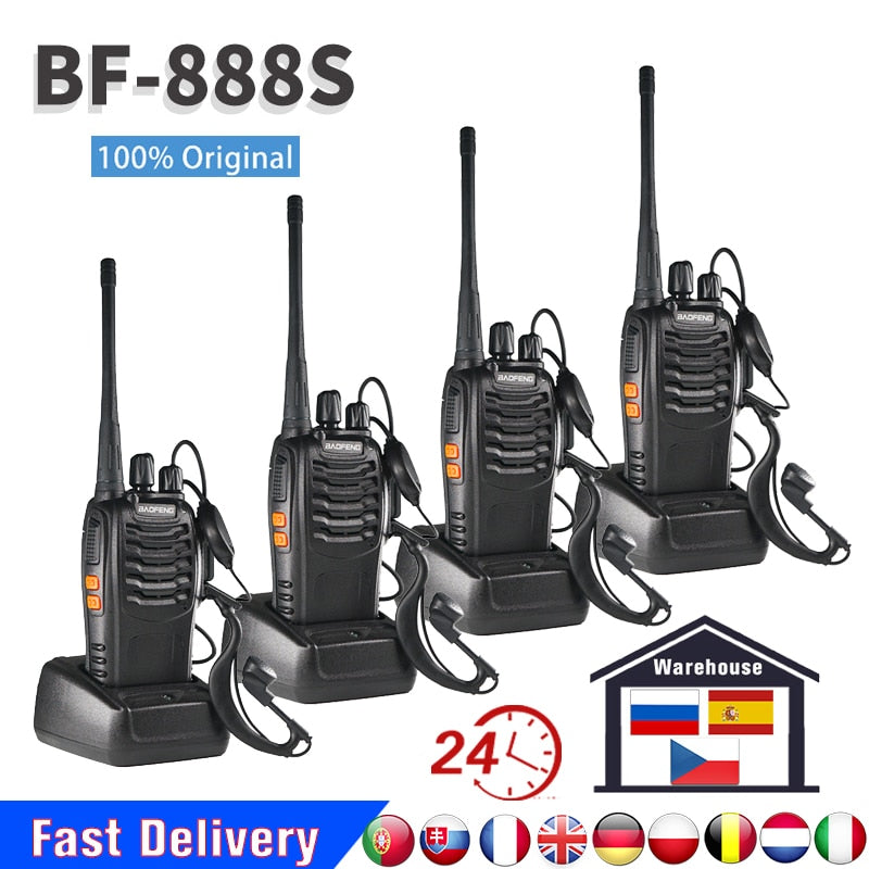 2/4PCS Original Baofeng BF888S Walkie Talkie 5W BF-888S 6KM Portable Two Way Radio Transmitter UHF Transceiver BF 888S Intercom