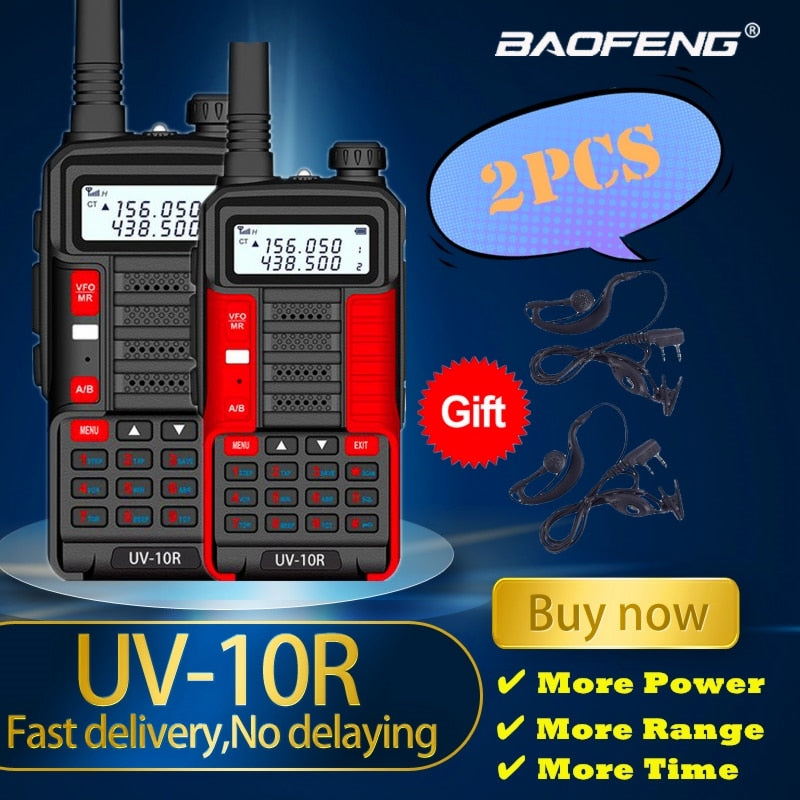 2Pcs Baofeng UV10R Walkie Talkie 10W VHF UHF Dual Band Zwei-Wege-CB-Amateurfunk UV 10R Tragbarer USB-Ladefunk-Transceiver UV5R