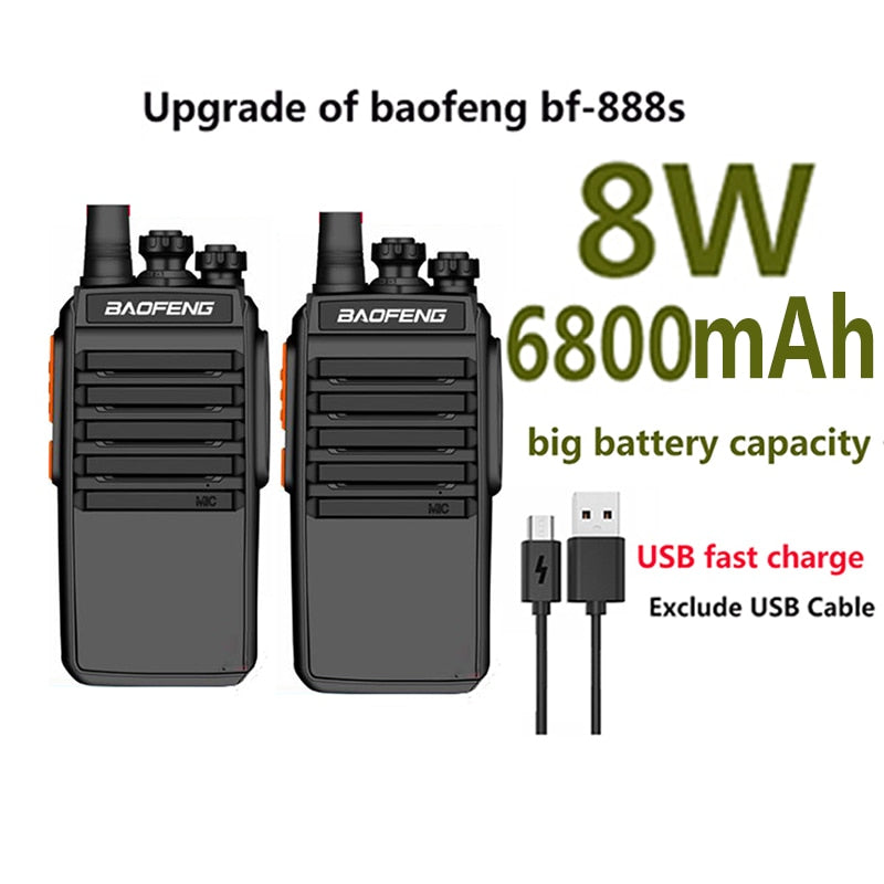 2021 Baofeng Upgrade 2PC bf-888s 8W USB Schnellladegerät Mini-Walkie-Talkie-Headset UHF West Ham Radiostation Radiostation CB-Funk